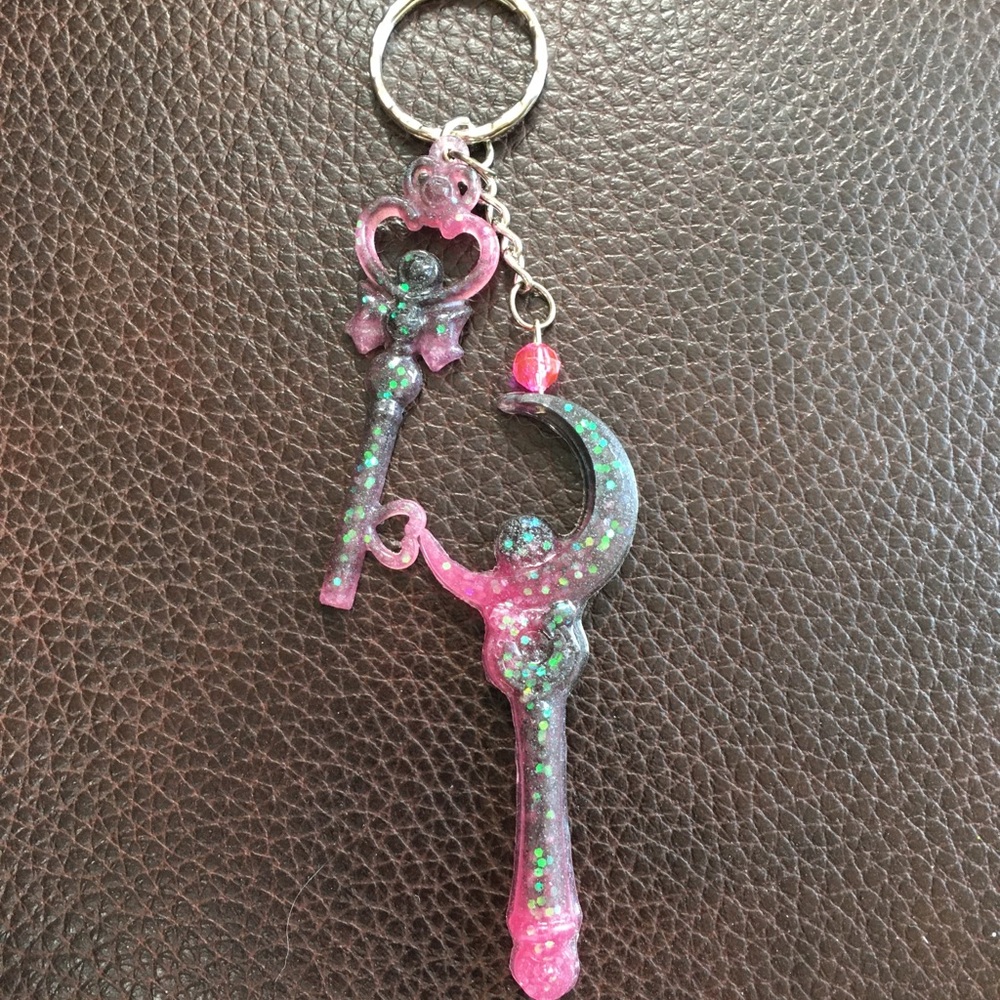 Sailor Moon Wand and Key Keychain